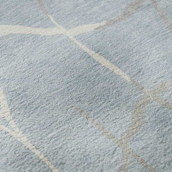 HomeRoots 9' X 12' Sky Blue and Ivory Abstract Geometric Area Rug - Washable, UV-Protected, Durable Design 682312