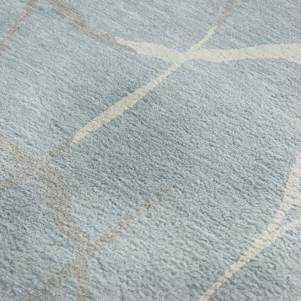 HomeRoots 10' Sky Blue Ivory Gray Abstract Geometric Washable Area Rug – UV Protected, Stylish & Durable Design 682313