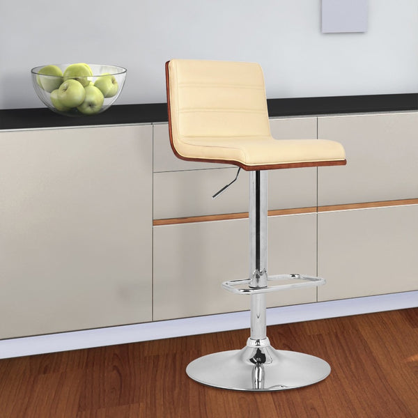 English Elm Aubrey Swivel Barstool Faux Leather Seat Walnut Accents Adjustable Chrome Pedestal B2736P464883