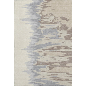 HomeRoots 5' Abstract Beige, Silver & Gray Washable Area Rug – UV Resistant, Soft, Stain-Repellent Design! 682321