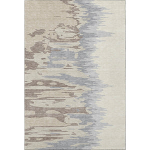 HomeRoots 5' Abstract Beige, Silver & Gray Washable Area Rug – UV Resistant, Soft, Stain-Repellent Design! 682321