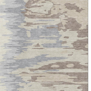 HomeRoots 8' X 10' Modern Beige, Silver & Gray Abstract Washable Area Rug - UV Protected & Stain Resistant 682323