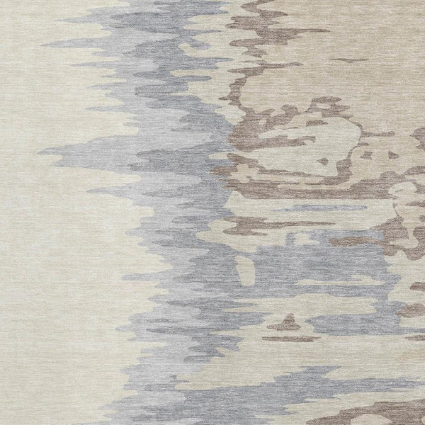 HomeRoots 9' X 12' Washable Beige, Silver & Gray Abstract Area Rug with UV Protection for Modern Spaces 682324
