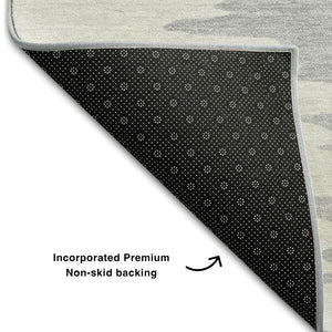 HomeRoots 5' X 8' Abstract Washable Area Rug in Black, Ivory & Gray - UV Protected, Durable & Stylish Decor 682327