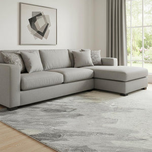 HomeRoots 8' X 10' Stylish Black, Ivory & Gray Abstract Washable Area Rug – Durable, UV Protected & Easy Care 682329
