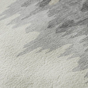HomeRoots 8' X 10' Stylish Black, Ivory & Gray Abstract Washable Area Rug – Durable, UV Protected & Easy Care 682329