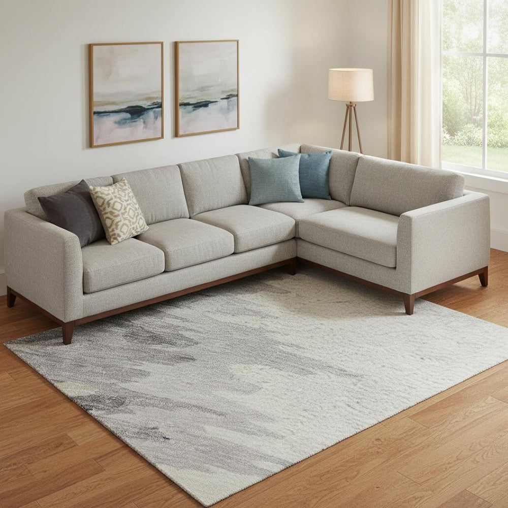 HomeRoots 9' X 12' Modern Black, Ivory & Gray Abstract Area Rug – Washable, Stain Resistant, UV Protected Design 682330