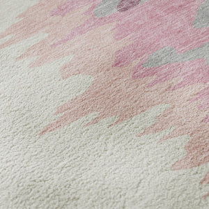 HomeRoots 5' X 8' Blush Ivory Gray Abstract Area Rug - Washable, UV-Protected, Stylish & Stain-Resistant Design! 682333