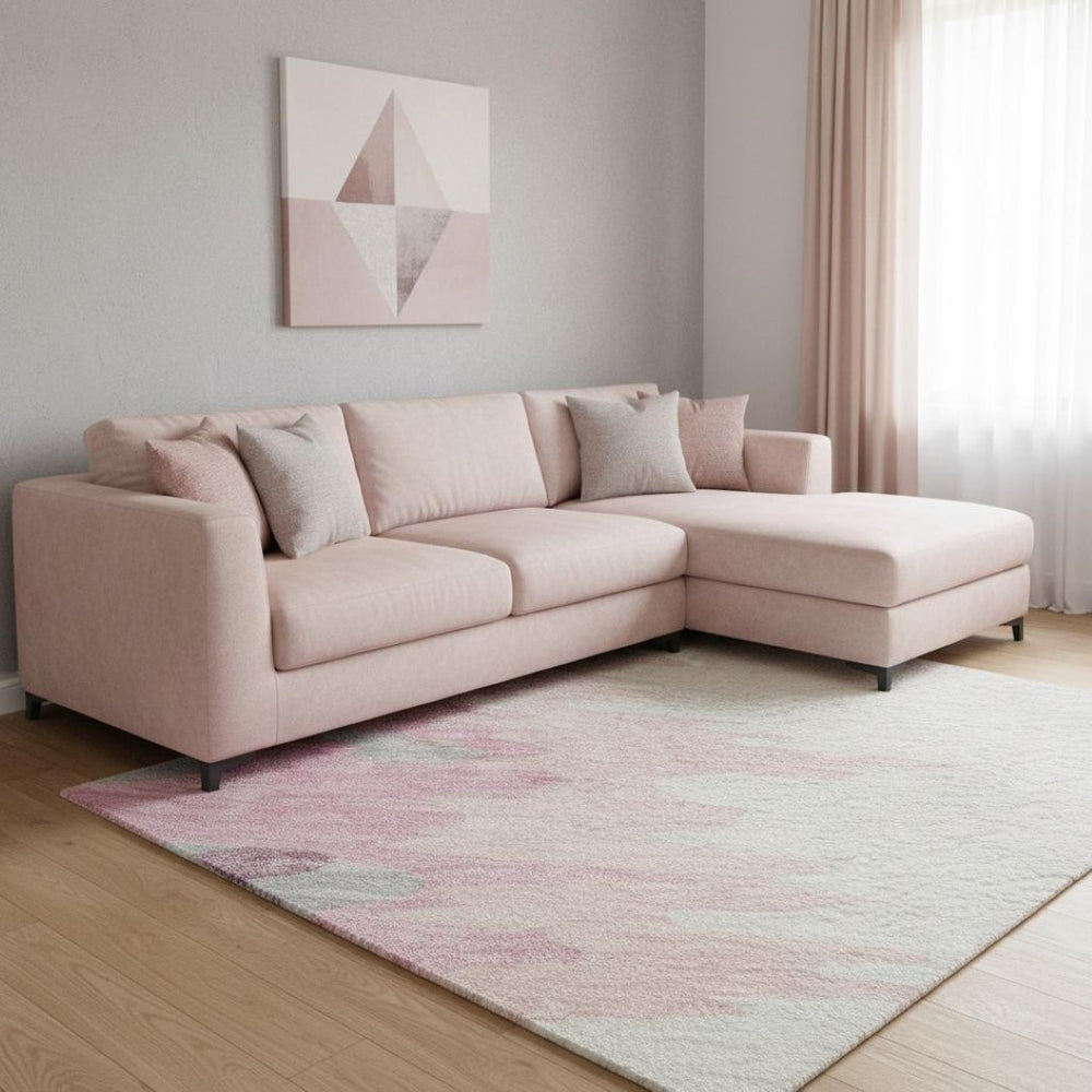 HomeRoots 8' X 10' Blush Ivory Gray Abstract Area Rug - Washable, Durable, UV Protected for Modern Homes 682335