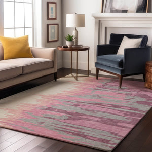 HomeRoots 8' X 10' Blush Ivory Gray Abstract Area Rug - Washable, Durable, UV Protected for Modern Homes 682335