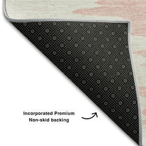 HomeRoots 8' X 10' Blush Ivory Gray Abstract Area Rug - Washable, Durable, UV Protected for Modern Homes 682335