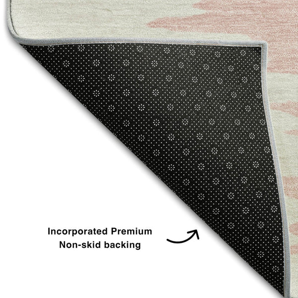 HomeRoots 8' X 10' Blush Ivory Gray Abstract Area Rug - Washable, Durable, UV Protected for Modern Homes 682335