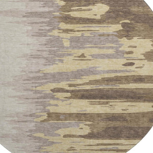 HomeRoots 8' Washable Round Rug in Coffee, Beige & Taupe – UV Protected, Stain Resistant, Stylish & Durable 682340