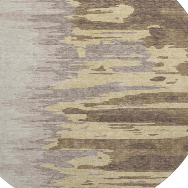 HomeRoots 8' Washable Round Rug in Coffee, Beige & Taupe – UV Protected, Stain Resistant, Stylish & Durable 682340