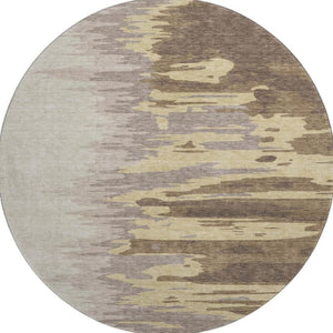 HomeRoots 8' Washable Round Rug in Coffee, Beige & Taupe – UV Protected, Stain Resistant, Stylish & Durable 682340