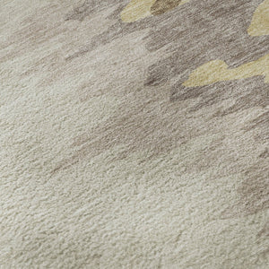 HomeRoots 9' X 12' Abstract Coffee Beige & Taupe Washable Area Rug - UV Protected, Soft, Stain-Resistant Design 682342