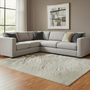 HomeRoots 10' X 14' Stylish Coffee Beige & Taupe Abstract Area Rug with UV Protection for Modern Homes 682343