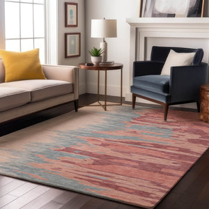 HomeRoots 5' X 8' Abstract Coral Beige and Gray Area Rug - Washable, Stain Resistant, UV Protected for Durability 682345