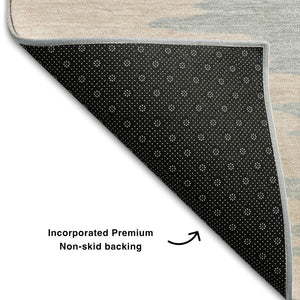 HomeRoots 5' X 8' Abstract Coral Beige and Gray Area Rug - Washable, Stain Resistant, UV Protected for Durability 682345