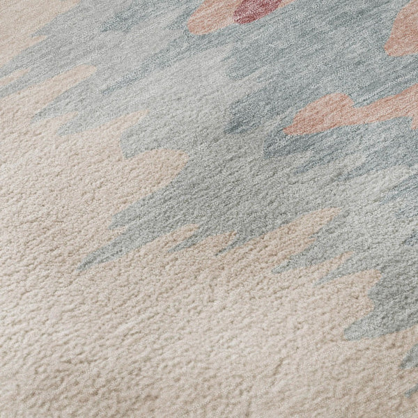 HomeRoots 5' X 8' Abstract Coral Beige and Gray Area Rug - Washable, Stain Resistant, UV Protected for Durability 682345