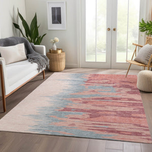 HomeRoots 5' X 8' Abstract Coral Beige and Gray Area Rug - Washable, Stain Resistant, UV Protected for Durability 682345