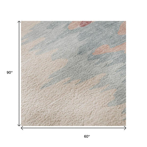 HomeRoots 5' X 8' Abstract Coral Beige and Gray Area Rug - Washable, Stain Resistant, UV Protected for Durability 682345