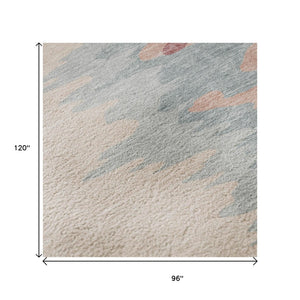 HomeRoots 8' X 10' Modern Abstract Coral Beige & Gray Area Rug - Washable, UV-Protected, Stain-Resistant Design 682347