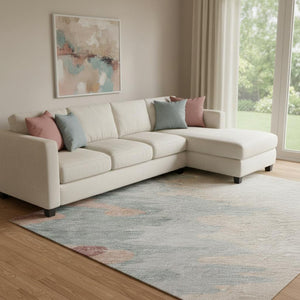 HomeRoots 8' X 10' Modern Abstract Coral Beige & Gray Area Rug - Washable, UV-Protected, Stain-Resistant Design 682347