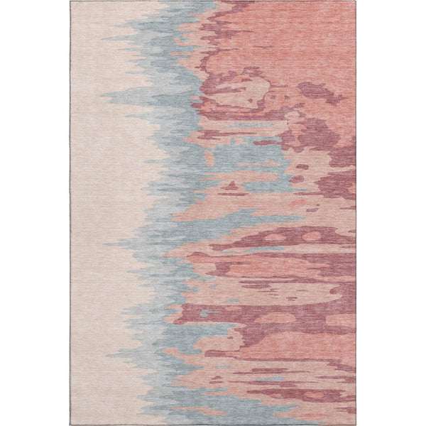 HomeRoots 10' Coral Beige and Gray Abstract Area Rug – Washable, UV Protected, Durable for Kids & Pets! 682349
