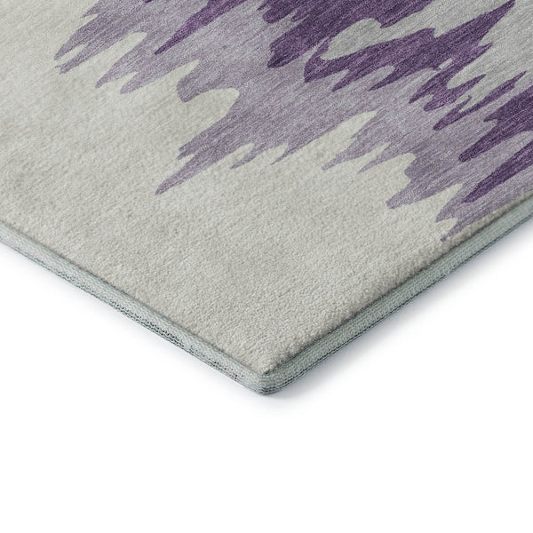 HomeRoots 10' X 14' Modern Abstract Area Rug in Green, Purple & Ivory - Washable, UV Protected, Stain Resistant 682355