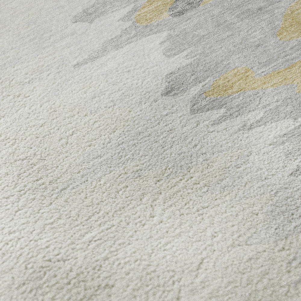 HomeRoots 5' X 8' Stylish Gray Gold & Ivory Abstract Area Rug - Washable, UV Protected, Pet-Friendly Design! 682363