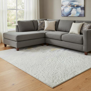 HomeRoots 10' X 14' Gray, Gold & Ivory Abstract Washable Area Rug - UV Protected, Durable & Stylish Design 682367