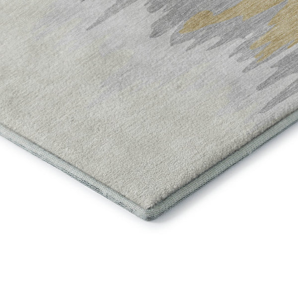 HomeRoots 10' X 14' Gray, Gold & Ivory Abstract Washable Area Rug - UV Protected, Durable & Stylish Design 682367