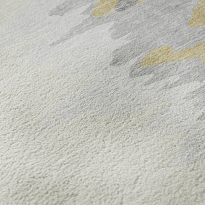 HomeRoots 10' X 14' Gray, Gold & Ivory Abstract Washable Area Rug - UV Protected, Durable & Stylish Design 682367