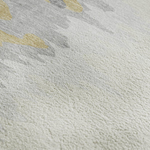 HomeRoots 10' X 14' Gray, Gold & Ivory Abstract Washable Area Rug - UV Protected, Durable & Stylish Design 682367