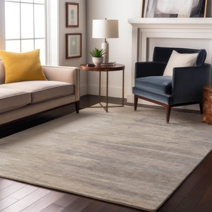 HomeRoots 5' X 8' Ivory and Beige Abstract Washable Area Rug - UV Protected, Durable, and Family-Friendly Design 682369