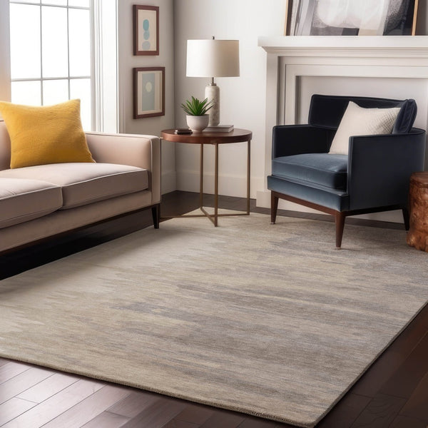 HomeRoots 5' X 8' Ivory and Beige Abstract Washable Area Rug - UV Protected, Durable, and Family-Friendly Design 682369