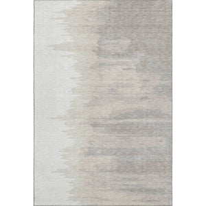 HomeRoots 5' X 8' Ivory and Beige Abstract Washable Area Rug - UV Protected, Durable, and Family-Friendly Design 682369