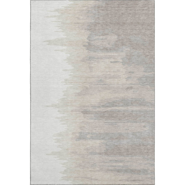 HomeRoots 5' X 8' Ivory and Beige Abstract Washable Area Rug - UV Protected, Durable, and Family-Friendly Design 682369