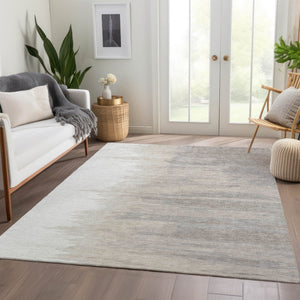 HomeRoots 5' X 8' Ivory and Beige Abstract Washable Area Rug - UV Protected, Durable, and Family-Friendly Design 682369