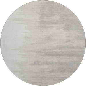 HomeRoots 8' Ivory and Beige Abstract Round Rug - Washable, UV Protected, Pet-Friendly, Modern Home Decor 682370