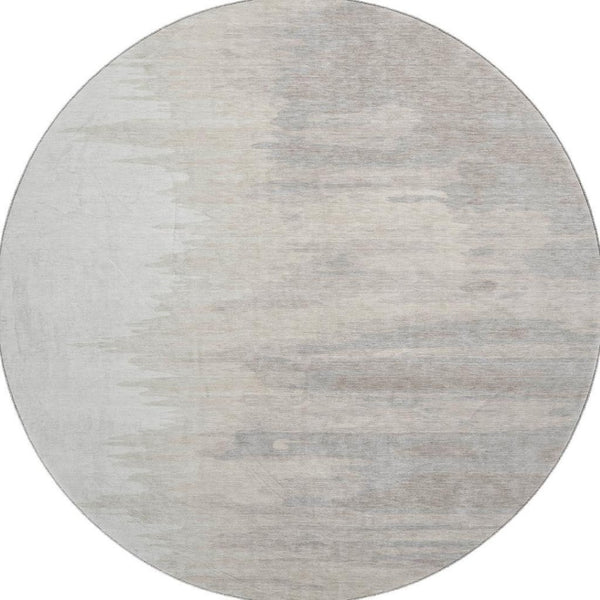 HomeRoots 8' Ivory and Beige Abstract Round Rug - Washable, UV Protected, Pet-Friendly, Modern Home Decor 682370