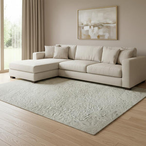 HomeRoots 8' X 10' Ivory and Beige Abstract Area Rug - Washable, UV Protected, Family-Friendly Elegance 682371