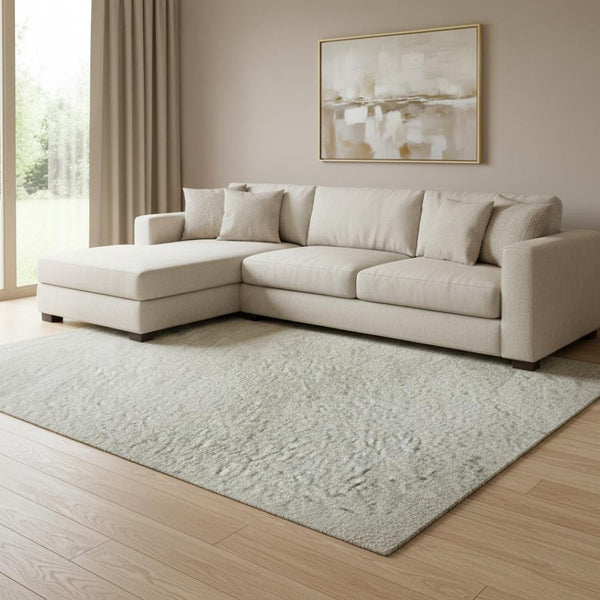 HomeRoots 8' X 10' Ivory and Beige Abstract Area Rug - Washable, UV Protected, Family-Friendly Elegance 682371