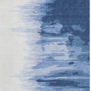 HomeRoots 8' X 10' Navy Blue & Ivory Abstract Washable Area Rug with UV Protection for Modern Homes & Families 682377