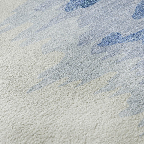HomeRoots 10' X 14' Navy Blue & Ivory Abstract Area Rug - Washable, UV-Protected, Durable for Homes with Kids & Pets 682379