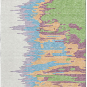 HomeRoots 8' X 10' Abstract Peach Green Blue Area Rug - Durable, Washable, UV Protected for Modern Homes 682383