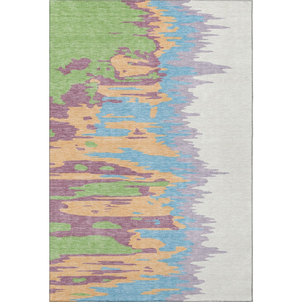 HomeRoots 8' X 10' Abstract Peach Green Blue Area Rug - Durable, Washable, UV Protected for Modern Homes 682383