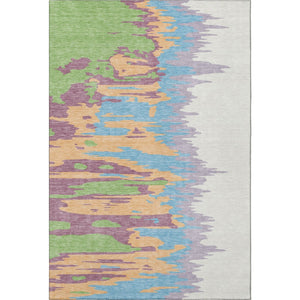 HomeRoots 9' X 12' Modern Abstract Washable Area Rug in Peach, Green & Blue - Durable, Stain Resistant, UV Protected 682384