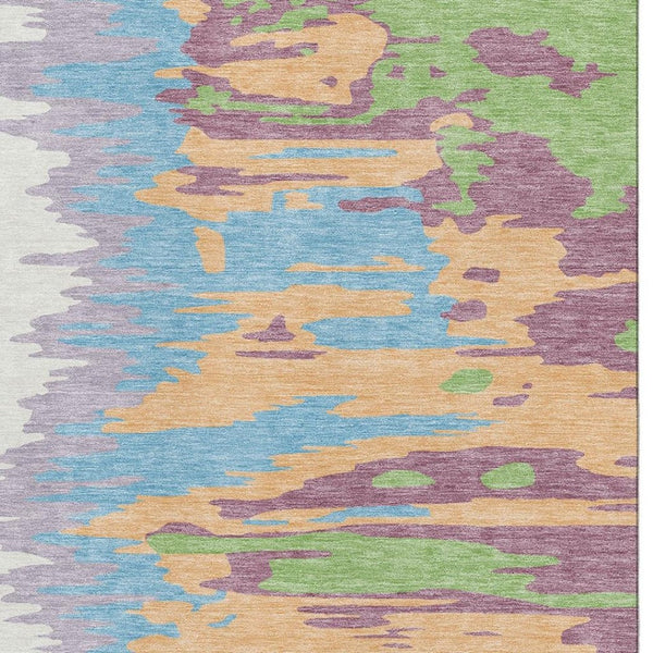 HomeRoots 10' X 14' Vibrant Abstract Area Rug - Soft Peach, Green, and Blue with UV Protection & Easy Care 682385